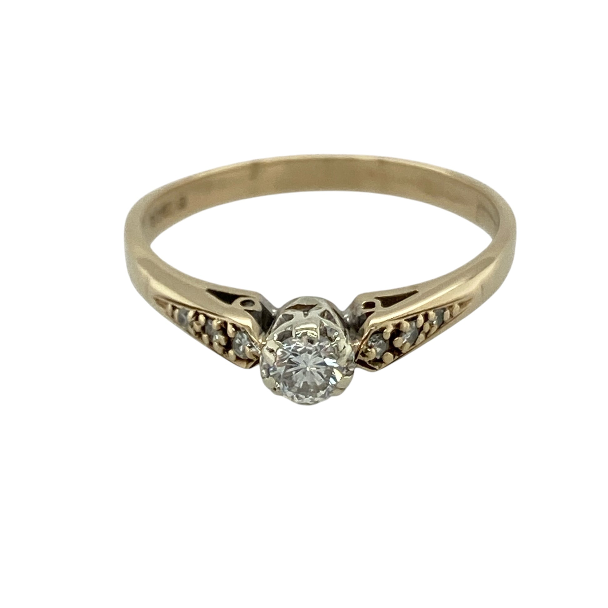 9ct Gold & Diamond Set Solitaire Ring