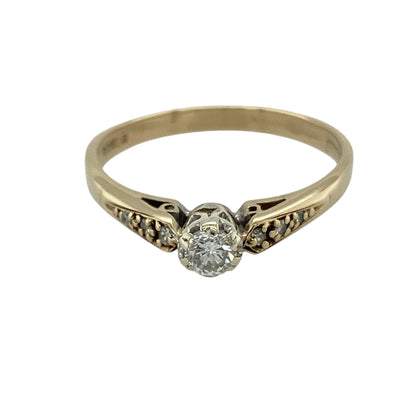 9ct Gold & Diamond Set Solitaire Ring