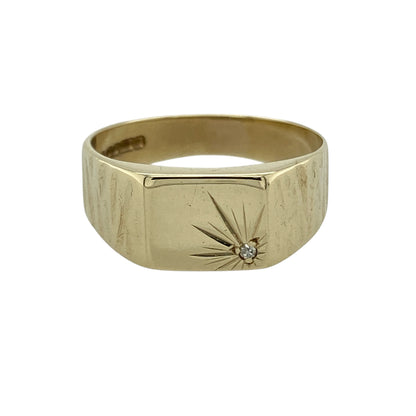 9ct Gold & Diamond Set Signet Ring