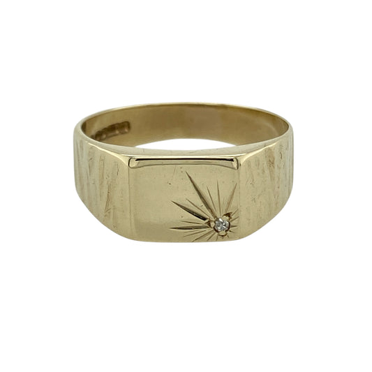 9ct Gold & Diamond Set Signet Ring