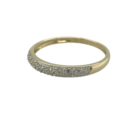 Bring timeless sparkle and understated elegance to your collection with this pre-owned 9ct yellow gold diamond set band ring, featuring a classic design with versatile appeal—perfect for everyday wear or stacking with other rings.

Design: The ring features a slim band style measuring approximately 3mm across the front, accented with sparkling diamonds for a refined and elegant finish.