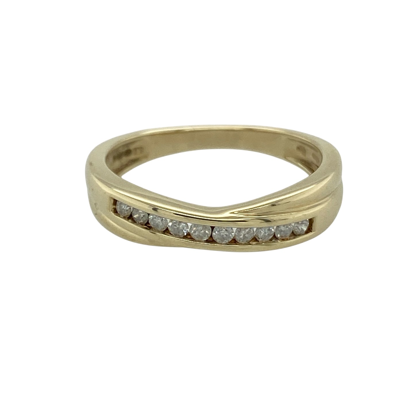 9ct Gold & Diamond Set Crossover Band Ring