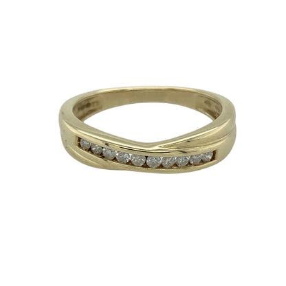 9ct Gold & Diamond Set Crossover Band Ring