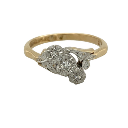 18ct Gold & Platinum Diamond Trilogy Twist Ring