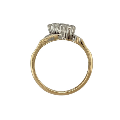 18ct Gold & Platinum Diamond Trilogy Twist Ring