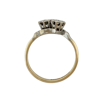 18ct Gold & Platinum Double Diamond Twist Ring