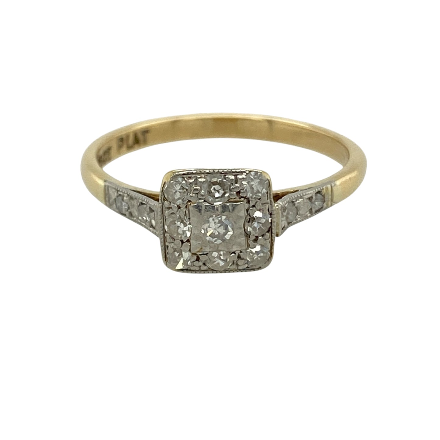 18ct Gold & Platinum Diamond Square Cluster Ring
