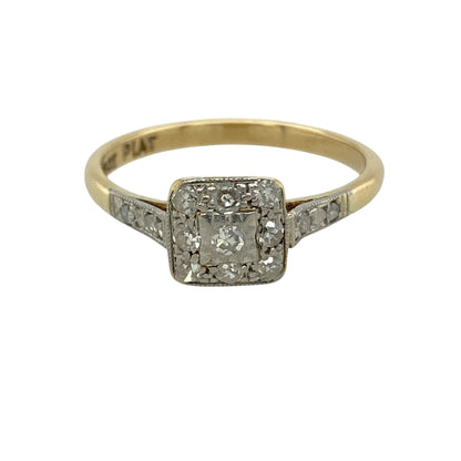 18ct Gold & Platinum Diamond Square Cluster Ring