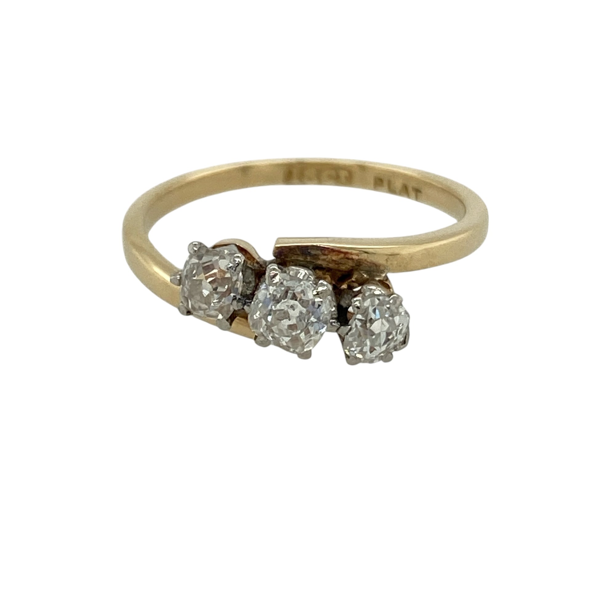 18ct Gold & Platinum Diamond Set Trilogy Twist Ring