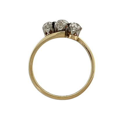 18ct Gold & Platinum Diamond Set Trilogy Twist Ring