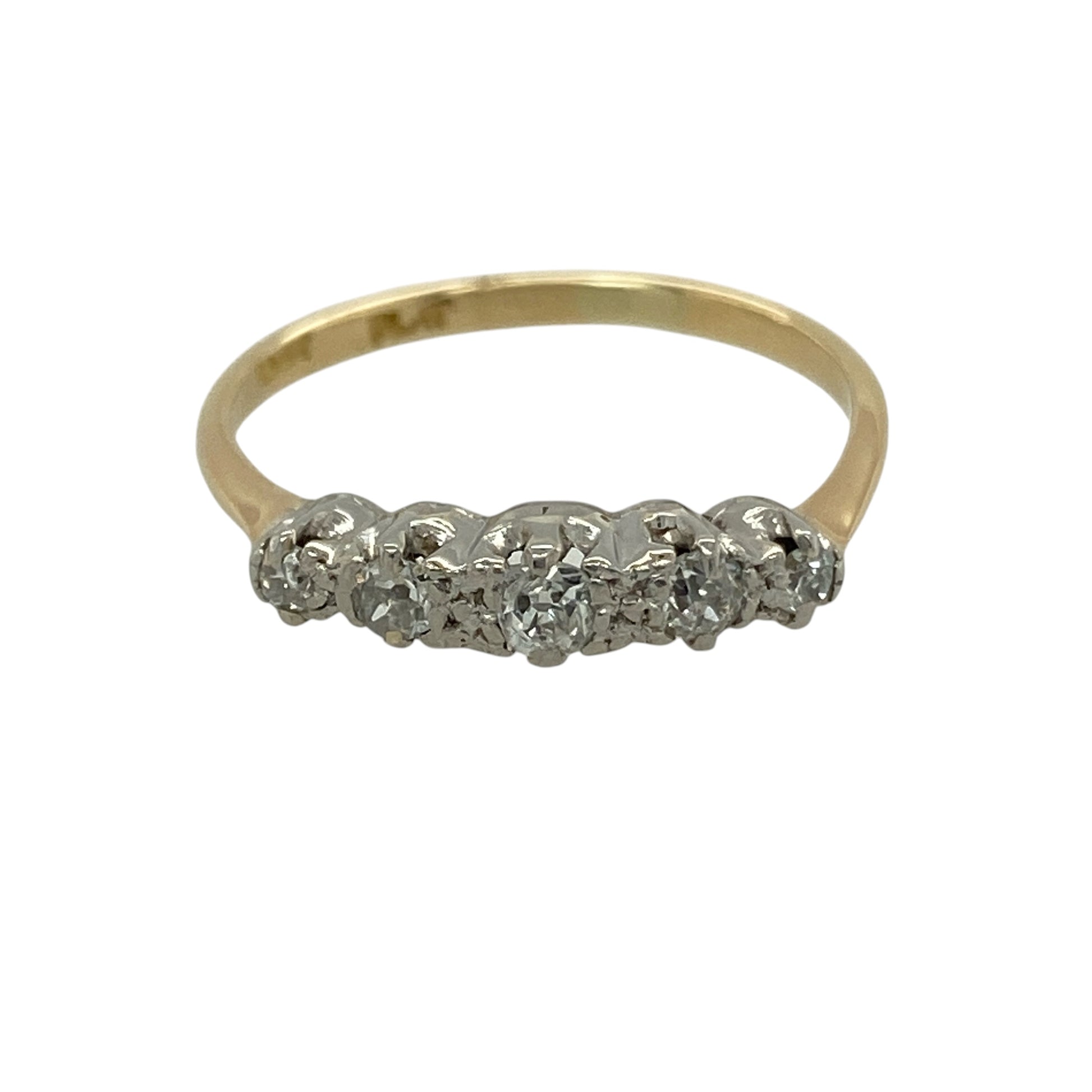 18ct Gold & Platinum Diamond Set Five Stone Band Ring