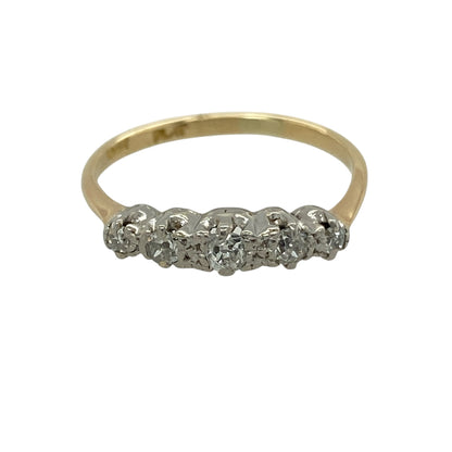 18ct Gold & Platinum Diamond Set Five Stone Band Ring