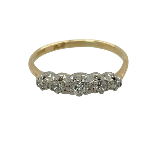 18ct Gold & Platinum Diamond Set Five Stone Band Ring