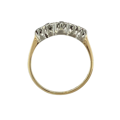 18ct Gold & Platinum Diamond Set Five Stone Band Ring