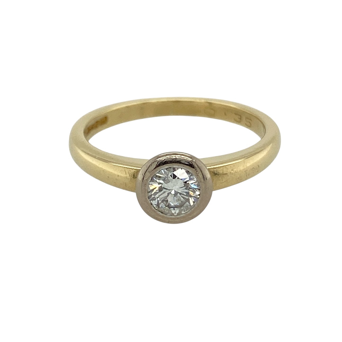 18ct Gold & Diamond Rubover Set Solitaire Ring