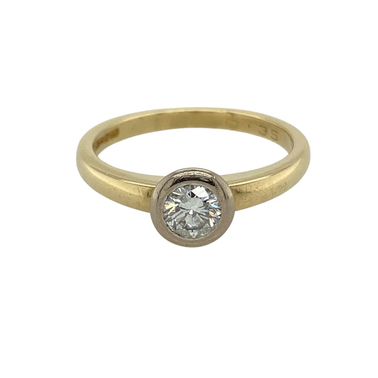 18ct Gold & Diamond Rubover Set Solitaire Ring