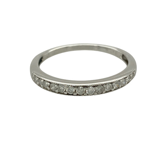 9ct White Gold & Diamond Set Band Ring