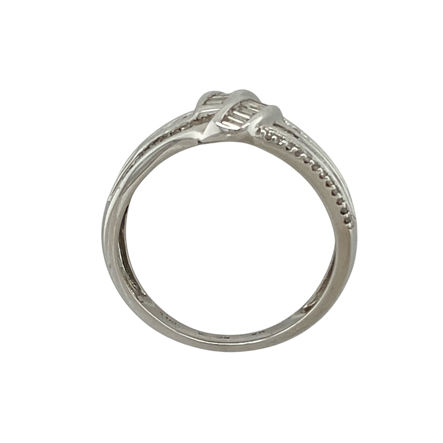 9ct White Gold & Diamond Set Wrap Over Wide Band Ring