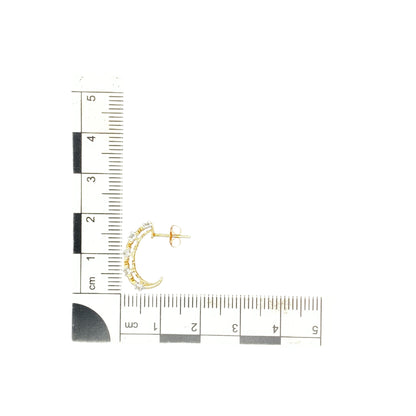 9ct Gold & Diamond Set Curved Bar Stud Earrings