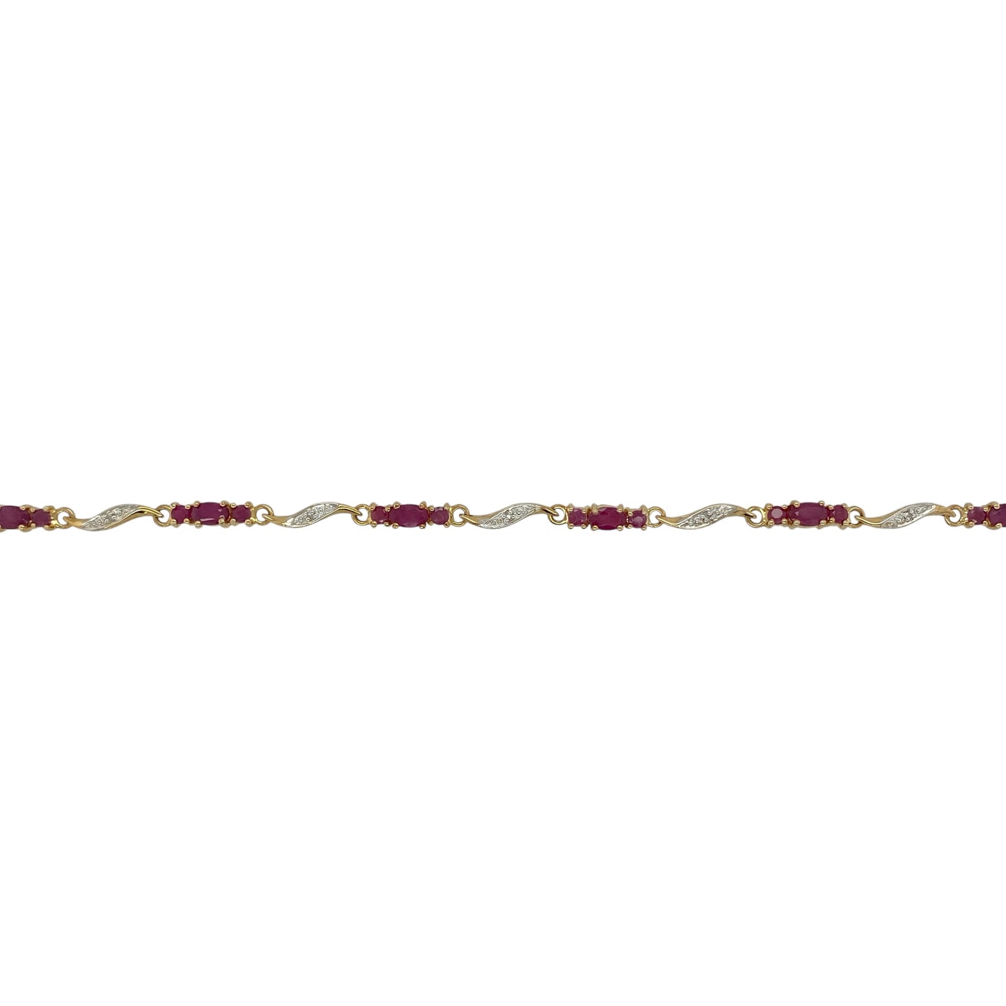 9ct Gold Diamond & Ruby Set 7.5" Bracelet
