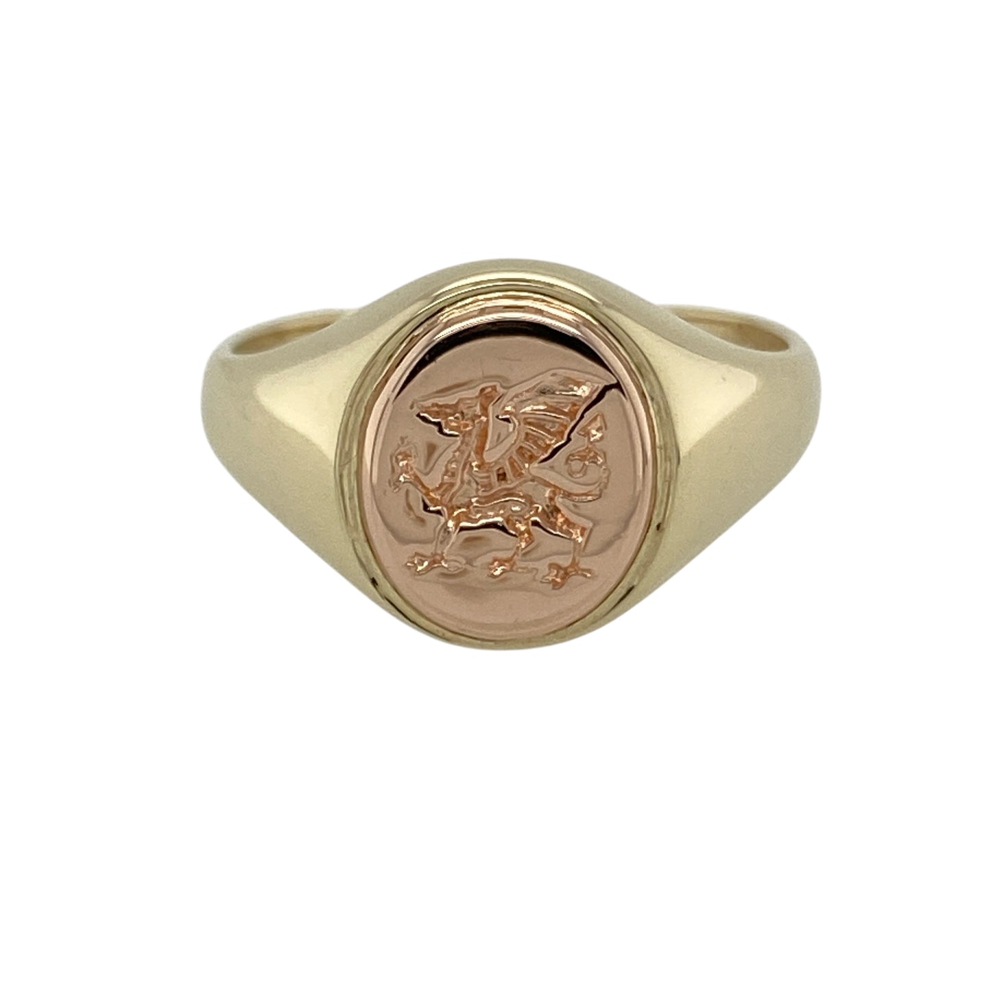 9ct Welsh Gold Welsh Dragon Oval Signet Ring