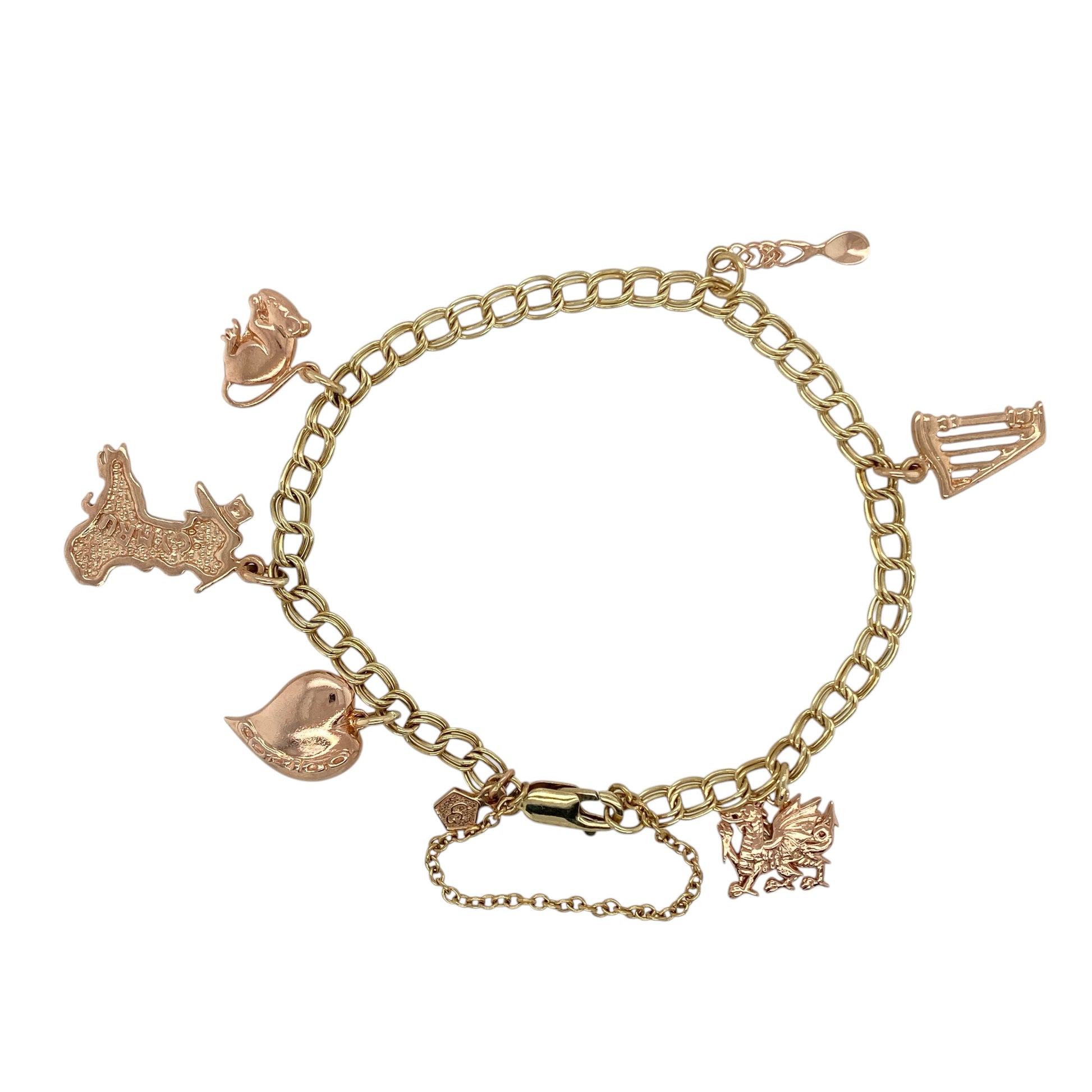 9ct Gold Clogau 7.25" Charm Bracelet