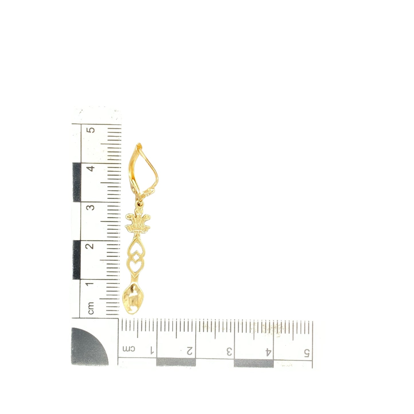 9ct Gold Three Feathers Lovespoon Drop Earrings