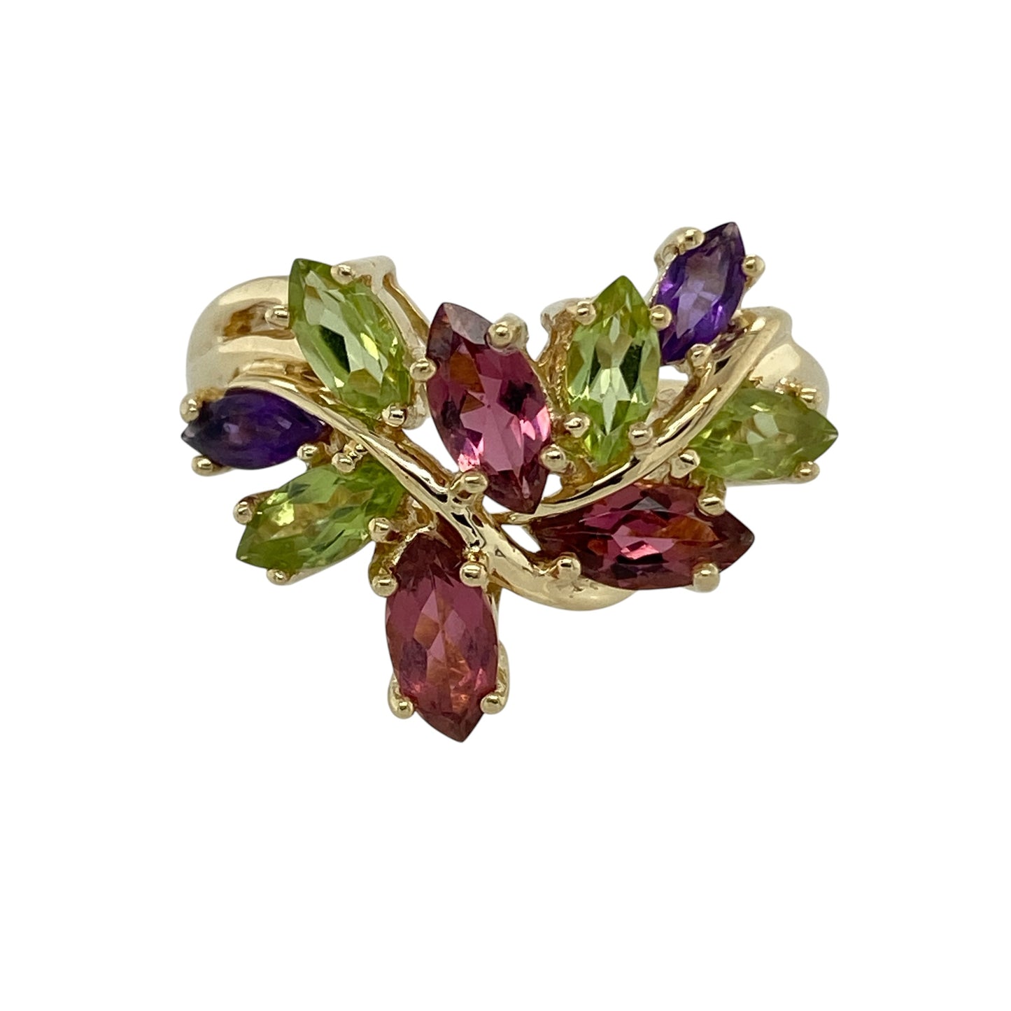 9ct Gold & Gemstone Leaf Style Ring