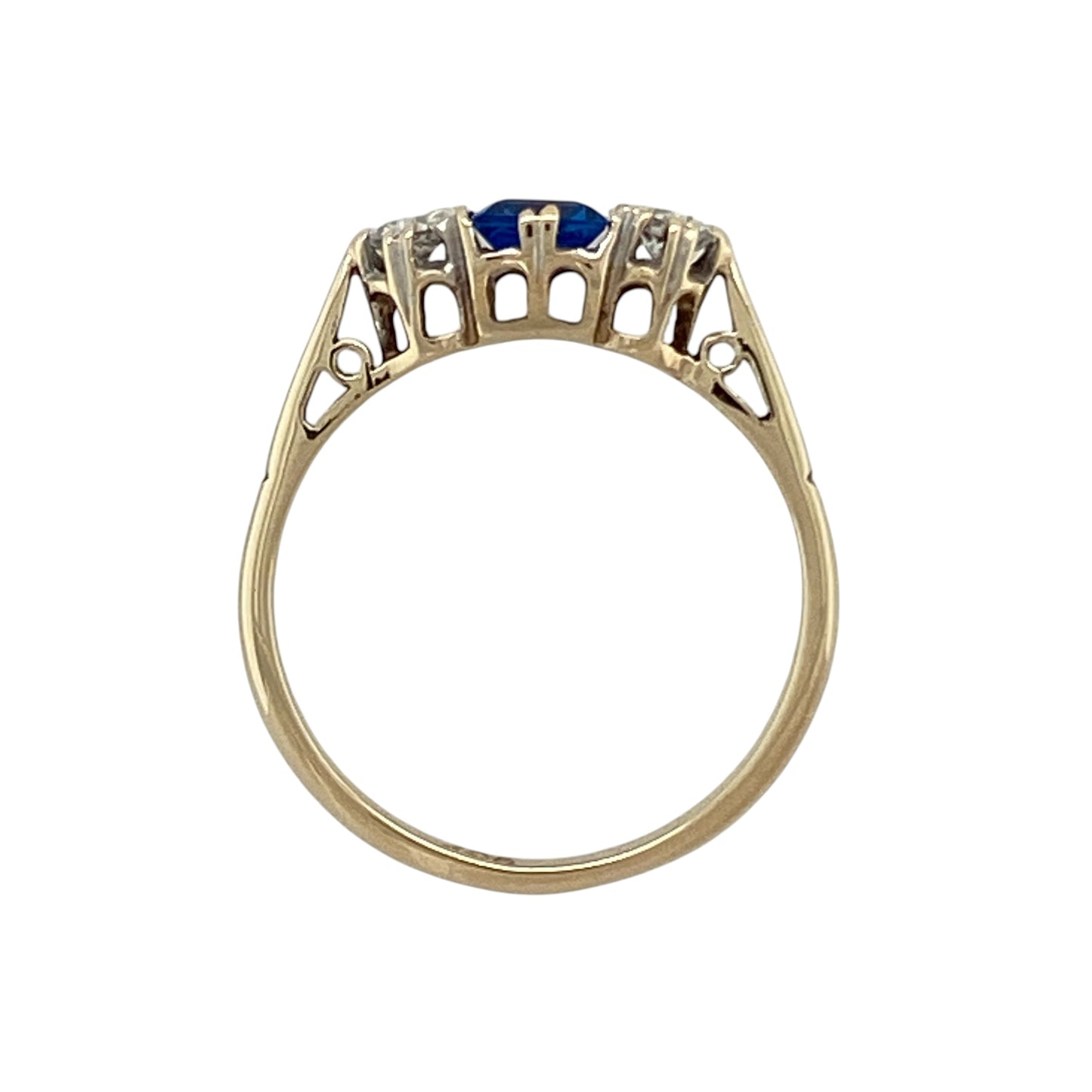 9ct Gold Sapphire & Cubic Zirconia Trilogy Ring