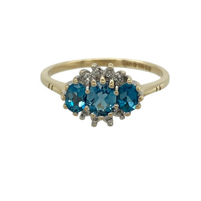 9ct Gold & Blue Topaz Trilogy Ring