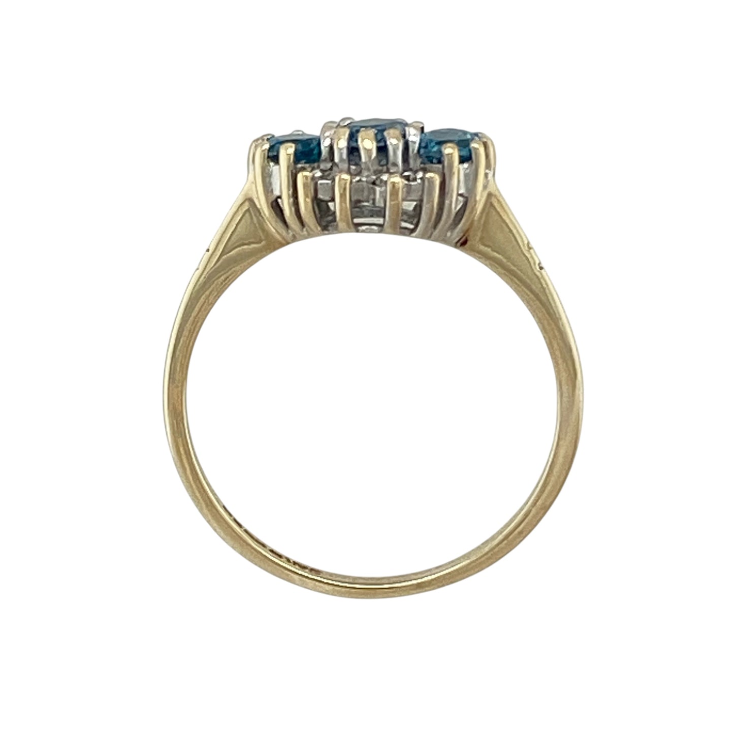 9ct Gold & Blue Topaz Trilogy Ring