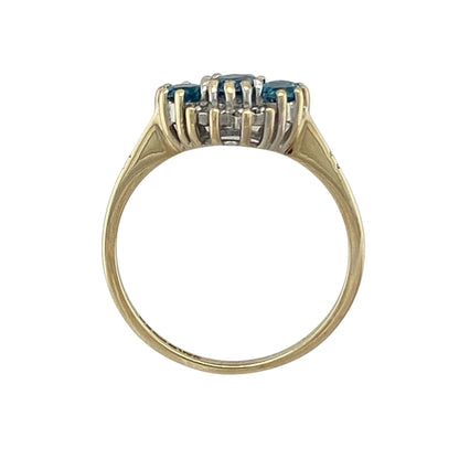 9ct Gold & Blue Topaz Trilogy Ring