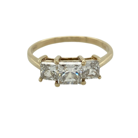 9ct Gold & Cubic Zirconia Set Trilogy Ring