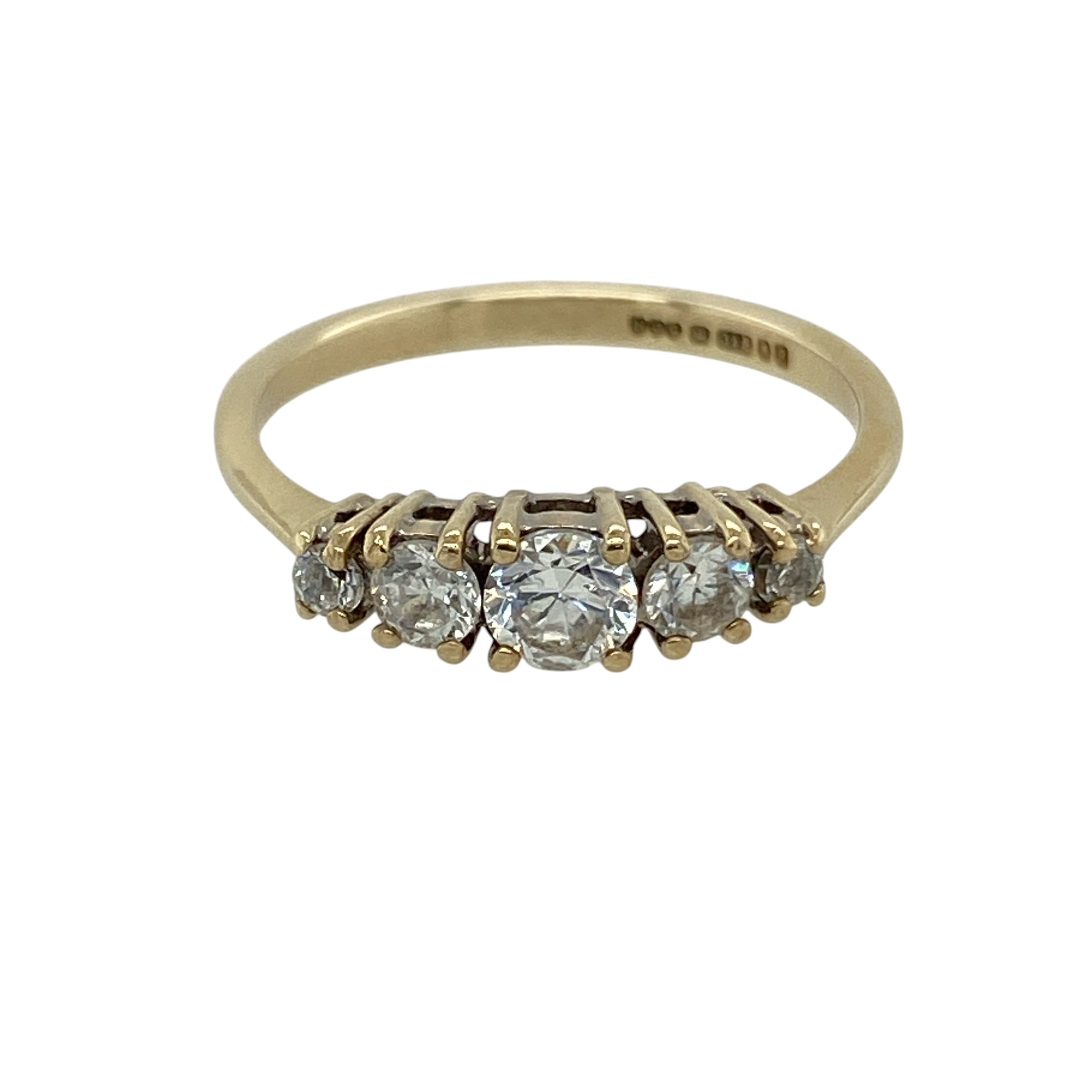9ct Gold & Cubic Zirconia Set Five Stone Band Ring