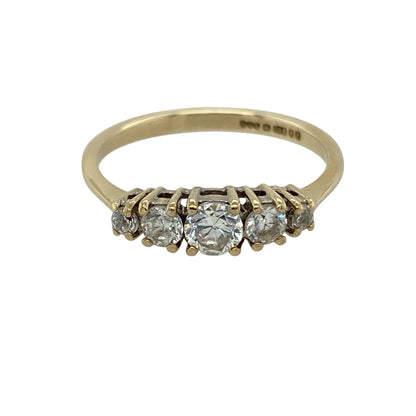 9ct Gold & Cubic Zirconia Set Five Stone Band Ring