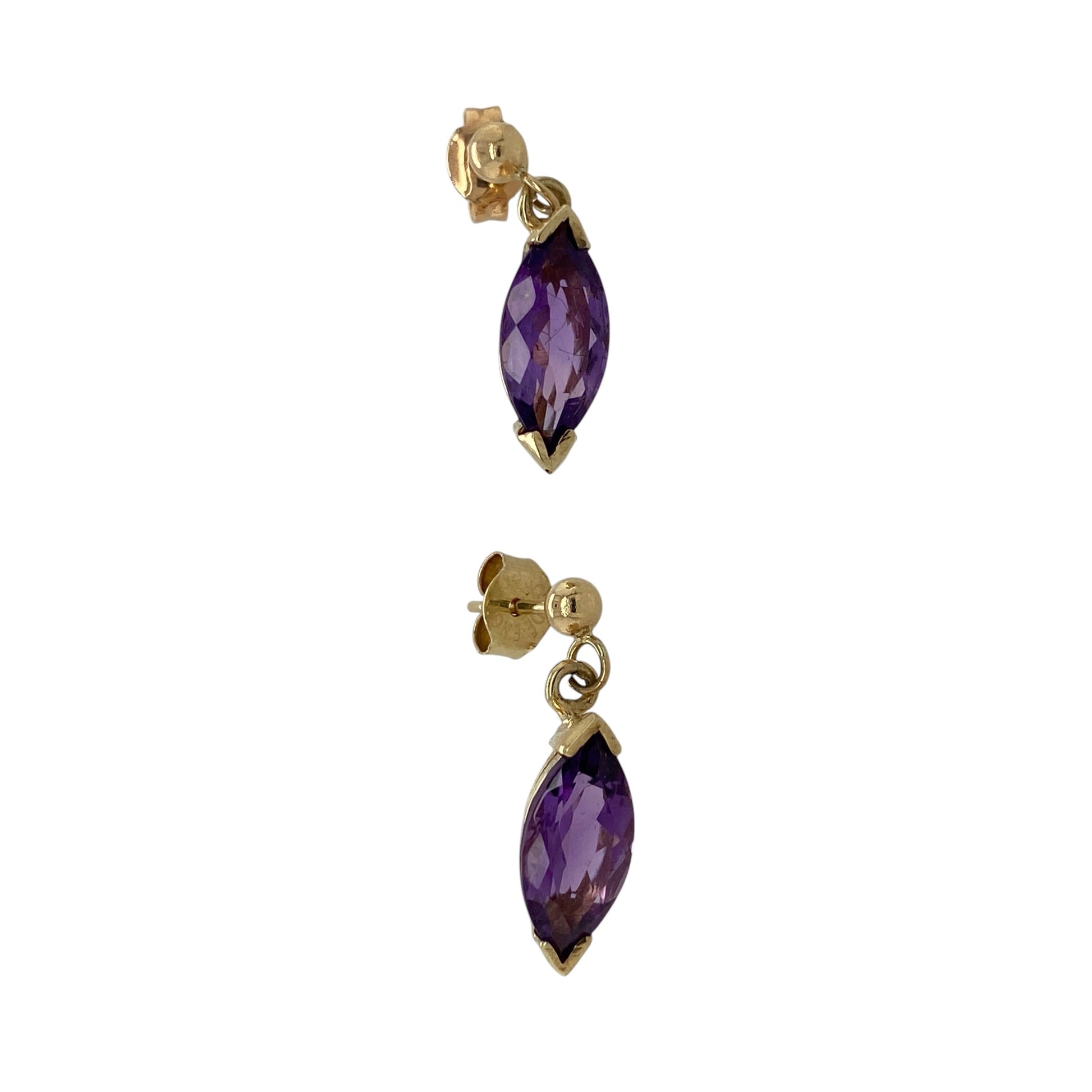 9ct Gold & Amethyst Drop Earrings