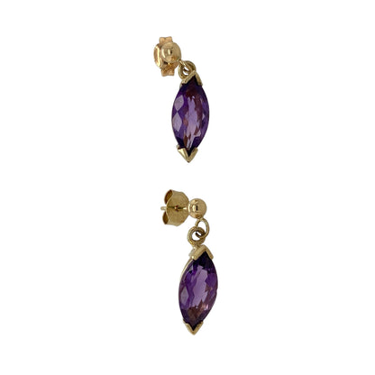 9ct Gold & Amethyst Drop Earrings