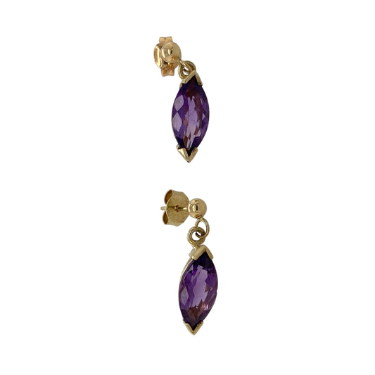 9ct Gold & Amethyst Drop Earrings