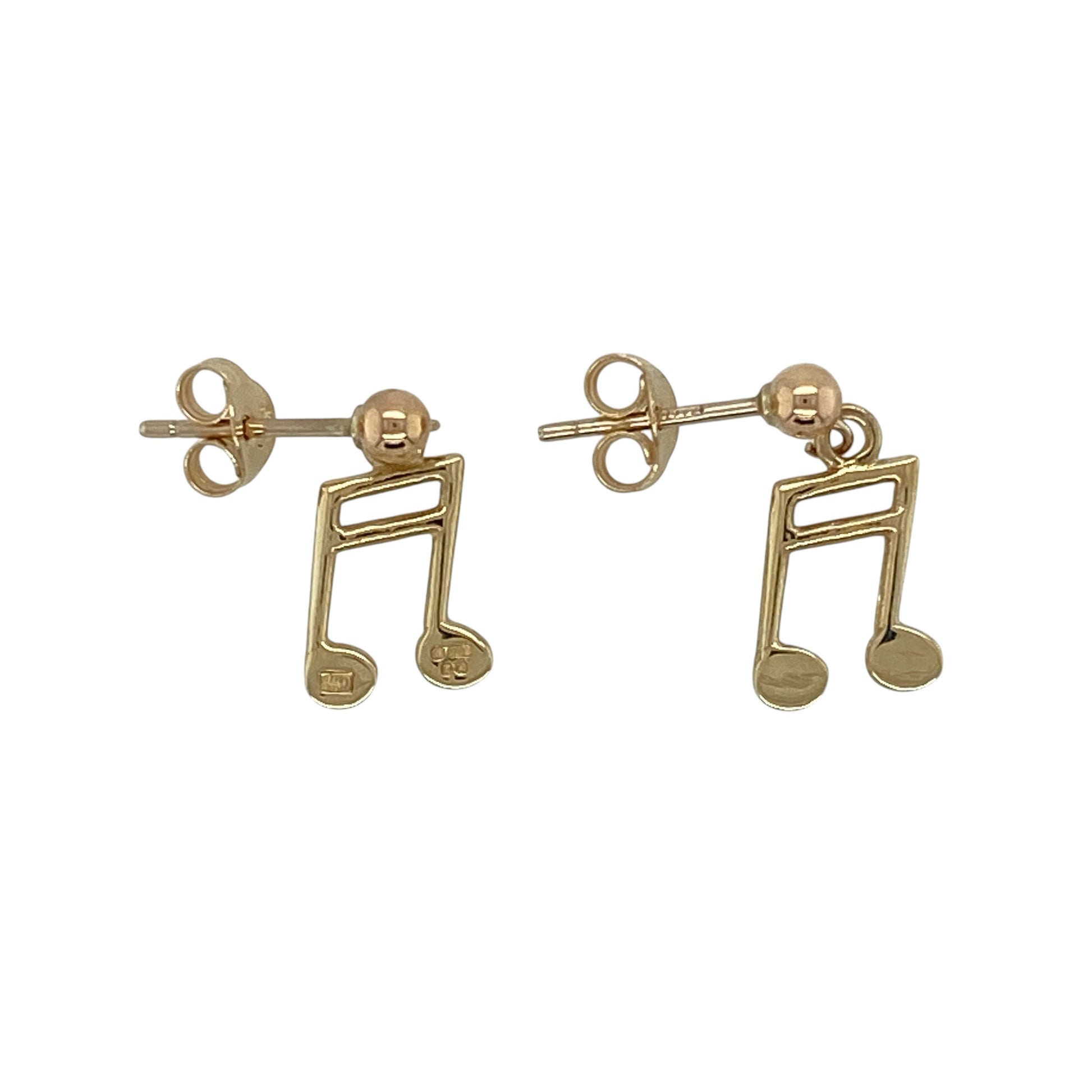 9ct Gold Music Note Drop Earrings