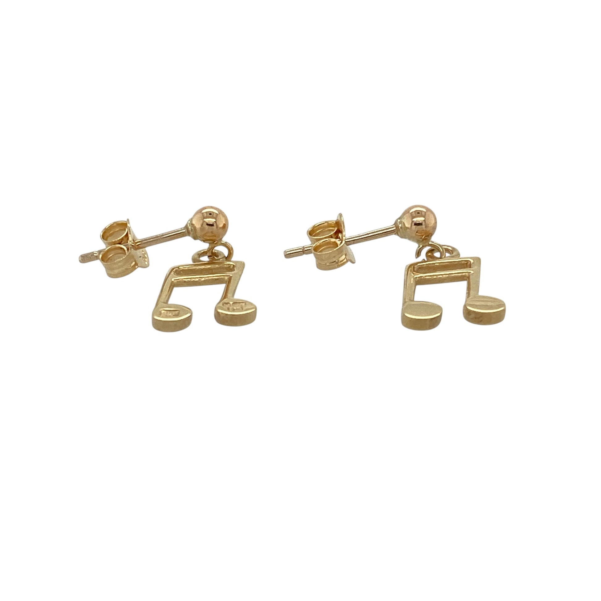Add a playful and stylish touch to your jewellery collection with these pre-owned 9ct yellow gold music note drop earrings, featuring a charming musical design with elegant movement—perfect for music lovers, everyday wear, or thoughtful gifting.

Design: The earrings feature delicate music note motifs in a drop style design, creating a fun yet elegant look with subtle movement when worn.
