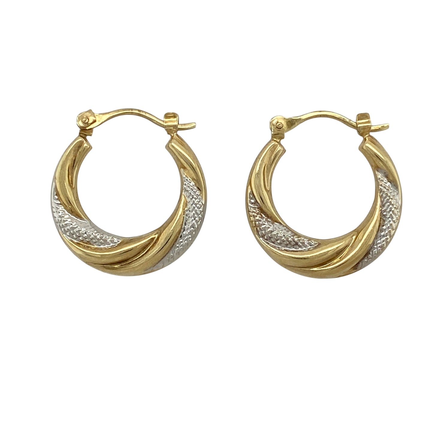 9ct Gold Twisted Textured Hoop Creole Earrings