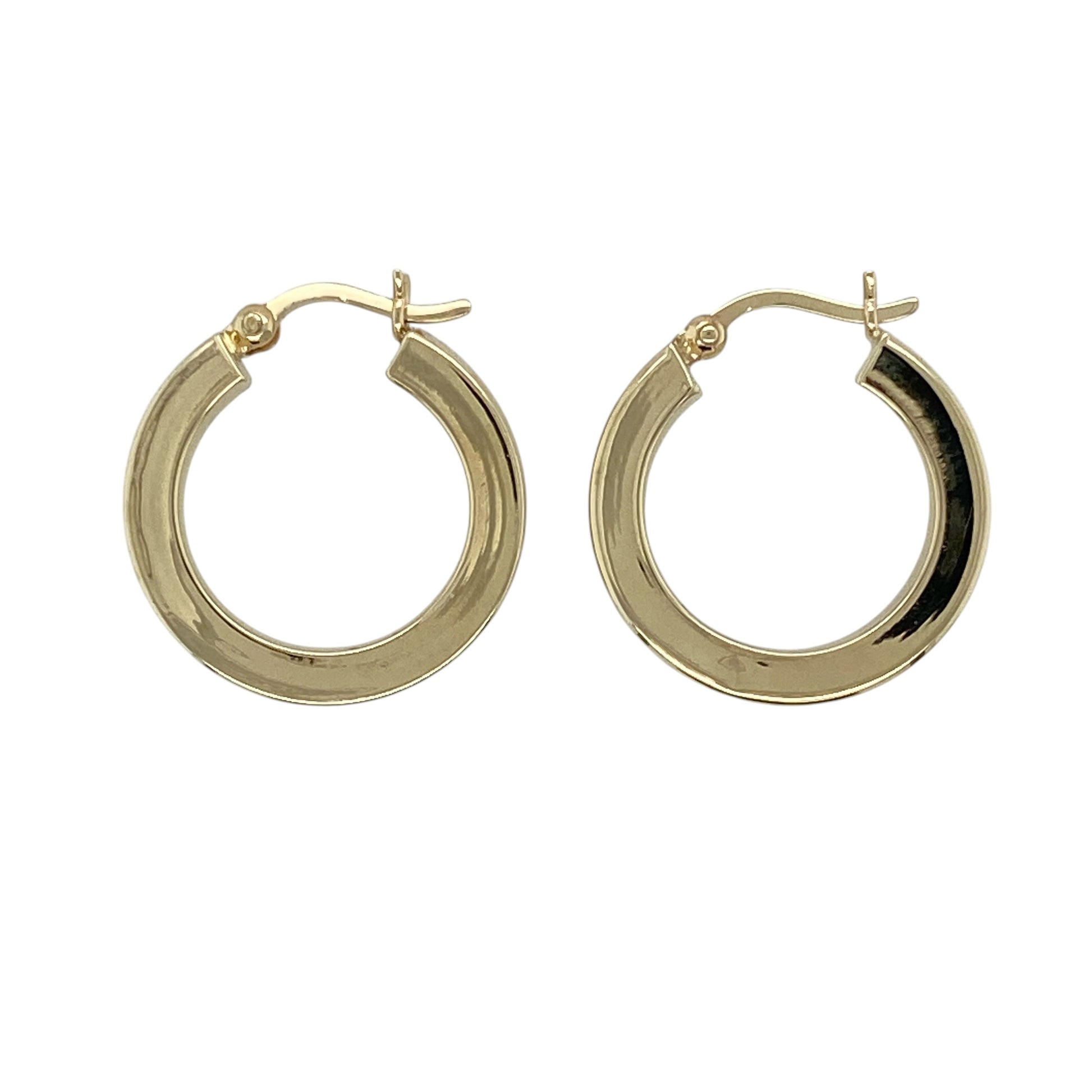 9ct Gold Squared Plain Hoop Creole Earrings