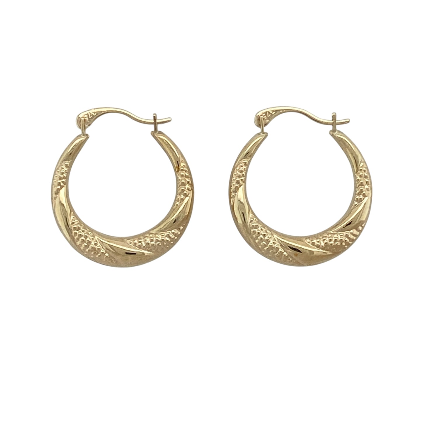 9ct Gold Twisted Textured Hoop Creole Earrings
