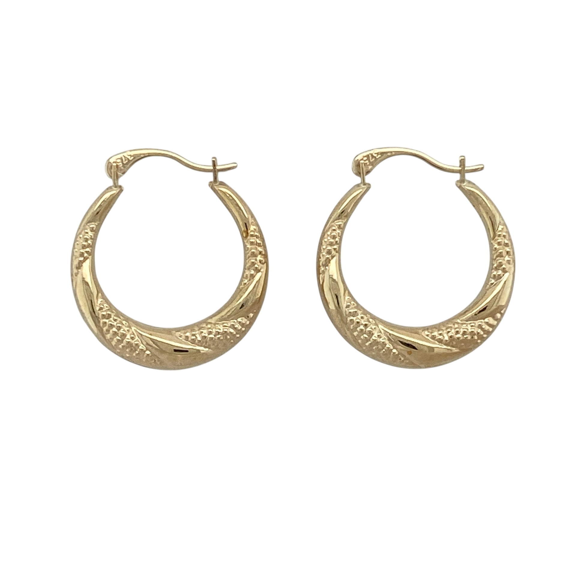 9ct Gold Twisted Textured Hoop Creole Earrings