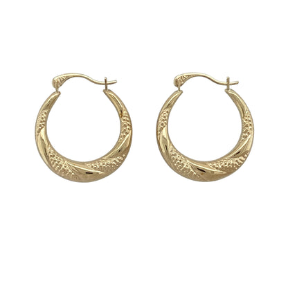 9ct Gold Twisted Textured Hoop Creole Earrings