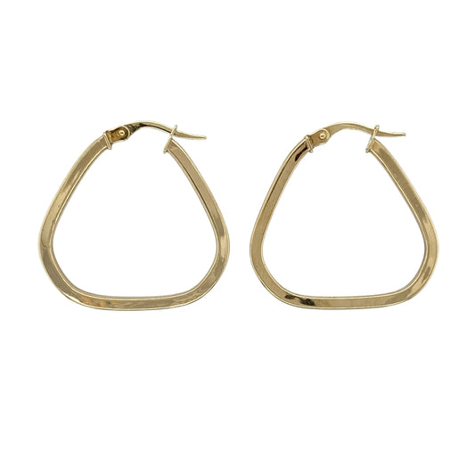 9ct Gold Triangle Shaped Creole Earrings