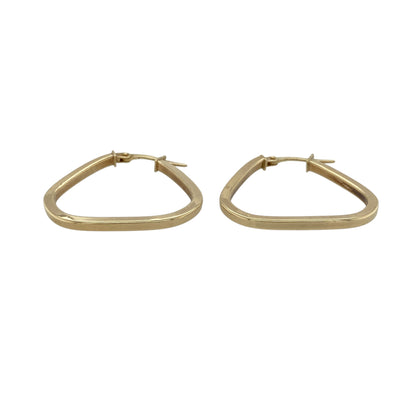 Add a modern geometric touch to your jewellery collection with these pre-owned 9ct yellow gold triangle shaped creole earrings, featuring a contemporary angular design with timeless everyday appeal—perfect for casual wear, workwear, or stylish occasion looks.

Design: The earrings feature a sleek triangle shaped creole hoop design, offering a modern alternative to traditional round hoops with clean lines and eye-catching styling.