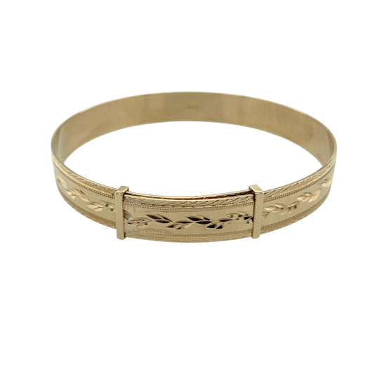 9ct Solid Gold Patterned Expanding Bangle