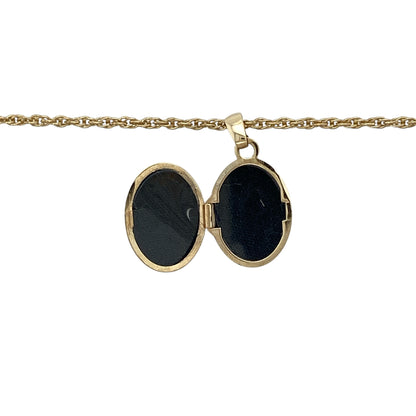 9ct Gold Patterned Small Oval Locket 16" Necklace