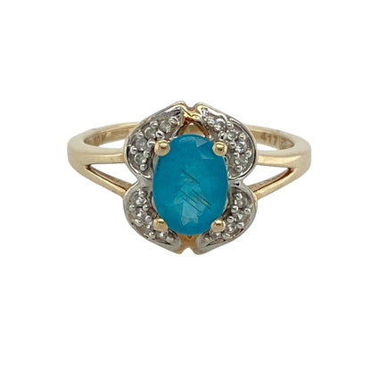 9ct Gold Blue Stone & Cubic Zirconia Ring